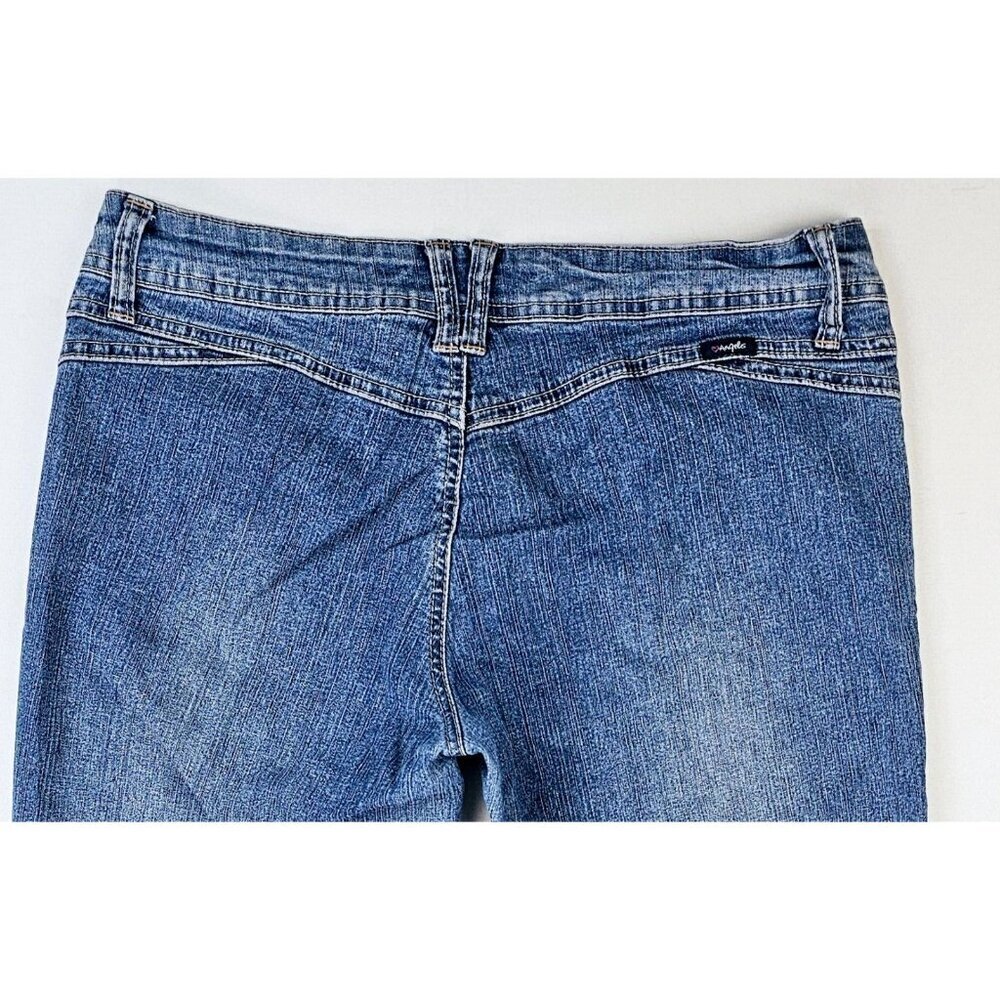 Angels Jeans Size 13 Juniors Women's Blue Cropped Capri Ramie Blend Logo Denim - Picture 8 of 11